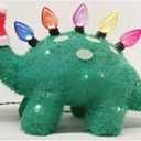 Christmas Dinosaur Decorative Light,Back Colored LED&Soft lint Stegosaurus with Santa's Hat,Outdoor Lawn Courtyard Decoration,Unique Christmas Housewarming