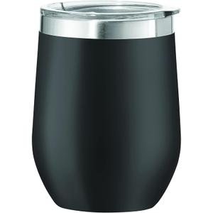 Oggi Cheers Insulated Wine Tumbler, 12-Ounce, Black (8145.3)
