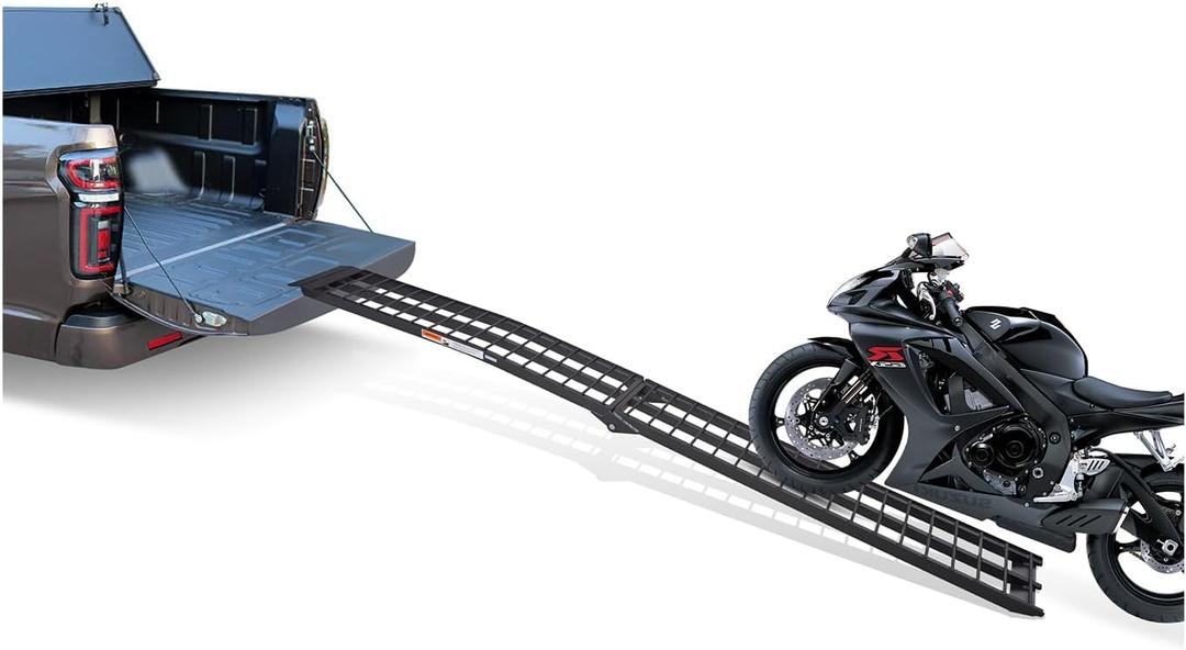 FACHNUO Aluminum Pickup Truck Ramp 10FT, Loading Ramps for Motorcycle, Lawn Mower, ATVs UTVs, Golf Cart, Lawn Mover, Folding Portable Shed Ramp 600 lbs Weight Capacity 1PC, 120" L x 12" W