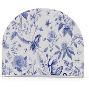 Kigai Blue and White Flower Napkin Holder for Table,Freestanding Tissue Dispenser Paper Napkin Holders for Kitchen Dining Room Table Decor