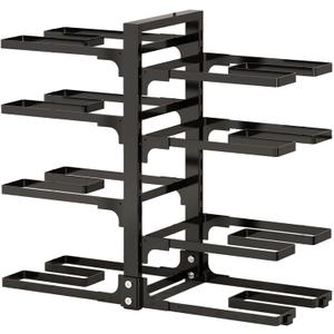 TemkIN 8-Tier Adjustable Pot and Pan Organizer Rack for Cabinet, Heavy Duty Snap-on Cast Iron Pot Storage Rack for Kitchen, Floor Standing Pan Holder (Color : Black)