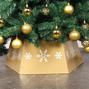 Blissun Metal Christmas Tree Ring with Printed Snowflake, Willow Tree Skirt Base Stand (Gold)