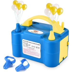 NuLink Balloon Pump Electric Portable Dual Nozzle Balloon Blower Pump Inflation for Decoration, Party (Blue, Yellow)