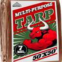 Tarp 50x50 ft 100% Waterproof 7mil Durable Grommets and Reinforced Edges,Uv Resistant,Green/Brown Tarp,Emergency Rain Shelter,Outdoor Cover and Camping Use -by MVPNET