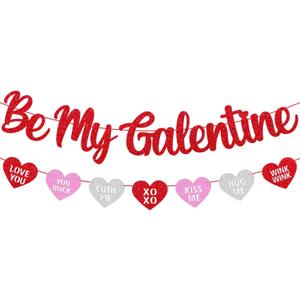 Be My Galentine Banner Happy Galentines Day Decoration Celebrate Girl Female Friendship Valentine Party Decor Glitter Red and Pink Valentines Day Decoration