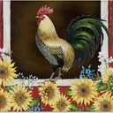 Sunflower Rooster Antifatigue Kitchen Bath Door Mat Cushioned Runner Rug,Washable Welcome Floor Sink Mat,Farm Animal Cock Red Barn Bee Waterproof & Non-Slip Comfort Standing Doormat16 x24