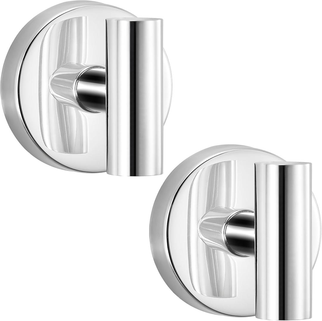 Heavy Duty Reusable Suction Cup Hooks for Shower - No Drill Bathroom/Glass/Mirror/Tiles & Metal Surfaces,and Smooth Non-Porous Surfaces for Towels, Robes, Loofahs (2, Chrome Polished)