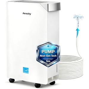 AEOCKY 5500 Sq.Ft Energy Star Most Efficient 2024 Dehumidifier with Pump, Max 105 Pint/Day Smart Compressor Dehumidifier with Drain Hose, Intelligent Humidistat,for Basement,Bedroom,Home,Bathroom