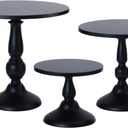 Set of 3 Black Cake Stands, QENUIITEA Metal Round Cake Holder Dessert Pie Pizza Display Stand 8" 10" 12" Serving Tray Halloween Decoration for Wedding Celebration Party Birthday Baby Shower