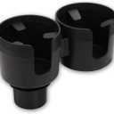 GAOLAOSY Car Double Cup Holder Extender, Multifunctional 2-in-1 Auto Drink Holder Insert with Adjustable Base, Portable Cup Holders Adapter, Universal Car Beverage Organizer for Bottle, Snack (Black)