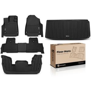 YHTAUTO Floor Mats & Cargo Mat Compatible with 2022-2026 Acura MDX, TPE All Weather Car Mats Waterproof Anti-Slip Odorless Floor Liner, Interior Accessories, 1st & 2nd & 3rd Row & Trunk Mat, Set of 5