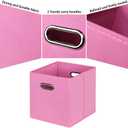 Black Fabric Cubby Storage Bins,13x13x13 Inches ,Cube Organizer Bin Foldable Storage Boxes with Dual Handles Fabric Organizer Box and collapsible Storage basket,Set of 6,Pink