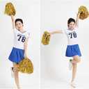 baotongle 12 PCS Cheerleading Squad Spirited Fun Poms Pompoms Cheer Costume Accessory for Party Dance Sports (Goldens)