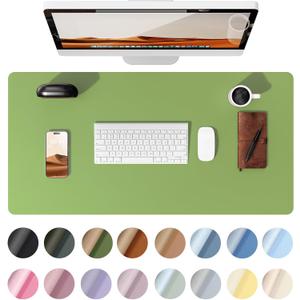 YSAGi Leather Desk Protector, Office Mat, Large Mouse Mat, Non-Slip PU Leather Blotter, Laptop Pad, Waterproof Writing Pad for Office and Home (Leaf Green, 31.5" x 15.8")