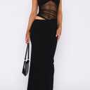 EYNMIN Women's V Neck Bodycon Maxi Dress Spaghetti Strap Cut Out Slit Long Formal Cocktail Party Wedding Guest Dresses (Black, L)
