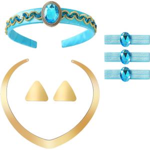 JiaDuo Princess Costume Accessories Set Women Halloween Dress Up Headband Hair Ties (Blue)