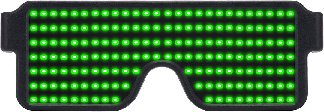 WOWSUN LED Glasses Light Up Dynamic Party Favor Glasses Festival Christmas USB Rechargeable LED Rave Glowing Flashing Glasses, Green 