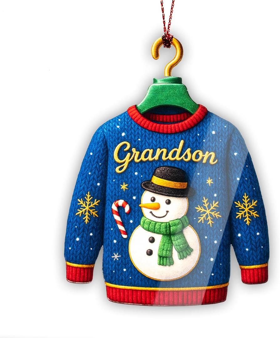 3 x Grandson Christmas Ornament 2026 Grandson Ornament Holiday Decor Christmas Ornament Suncatcher Effect Window Hanging Car Hanging