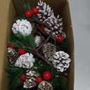 20 Pack Artificial Pine Picks Artificial Pine Cone Picks and Red Berry Mini Artificial Pine Tree for Christmas Party Flower Arrangements Wreaths and Holiday Decorations(C)