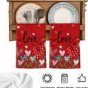 Valentine's Day Red Kitchen Towels Set of 2 Love Heart Flower Hand Towels for Bathroom Absorbent Fast Drying Microfiber Dishtowels Valentines Day Tea Towel for Home Decor