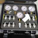 Hydraulic Pressure Test Kit with 5 Gauges(Max 10000 PSI), 13 Test Couplings 14 Tee Connectors 5 Test Hoses, Hydraulic Gauge Tester Set for Excavator, Construction, Machinery, and Mine, Black