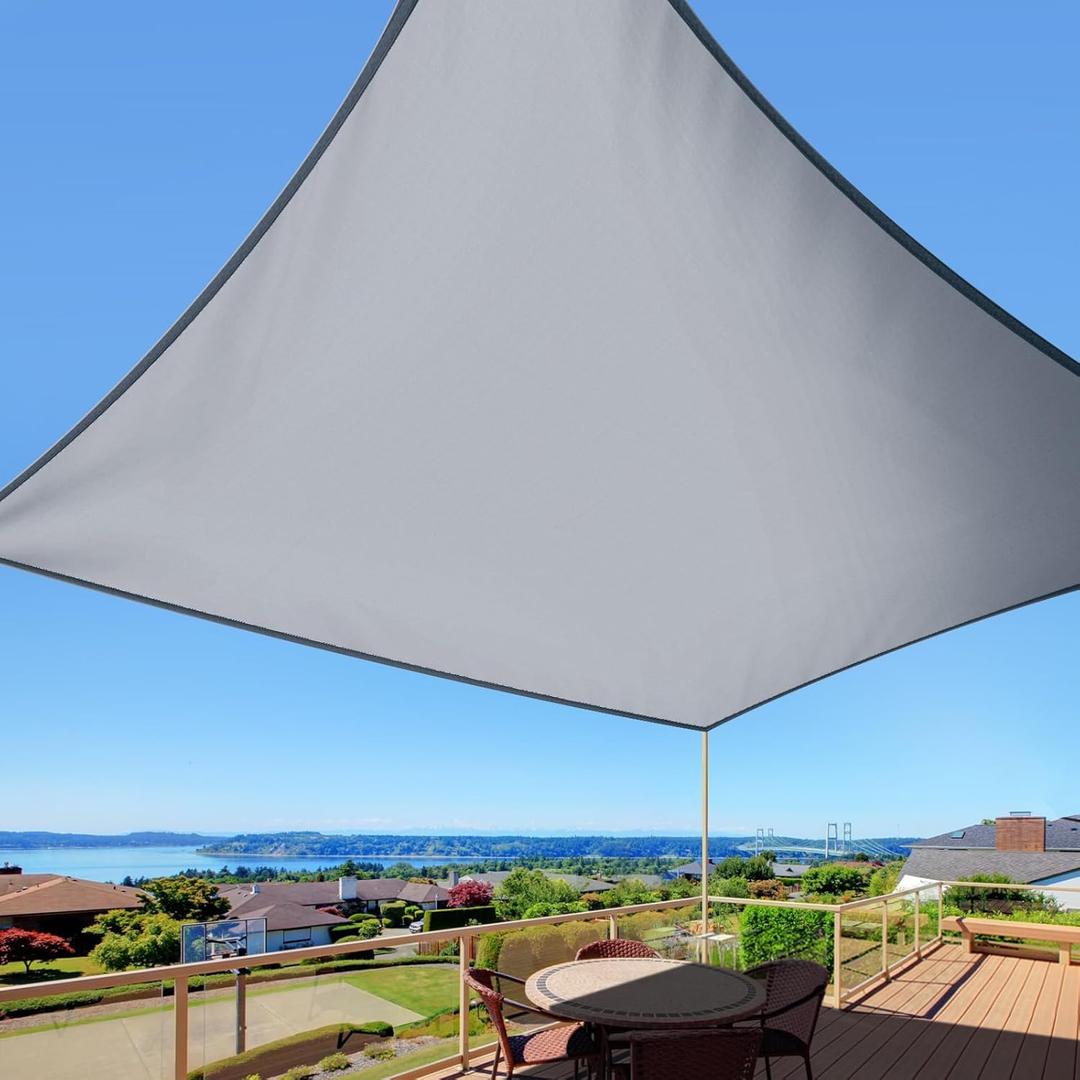 Waterproof Sun Shade Sail 10' x 12' Rectangle UV Block Sunshade,Heavy Duty Permeable 185GSM Backyard Shade for Backyard Yard Deck Patio Garden Outdoor Activities and Facility-Gray (Gray, 10 X 12 FT)