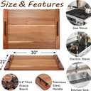 30"x22" Noodle Board Stove Cover for Electric & Gas Stoves, Acacia Wood Ranges Stovetop Cover for Extra Counter Space, Also Sink Cover & Serving Tray (Brown)