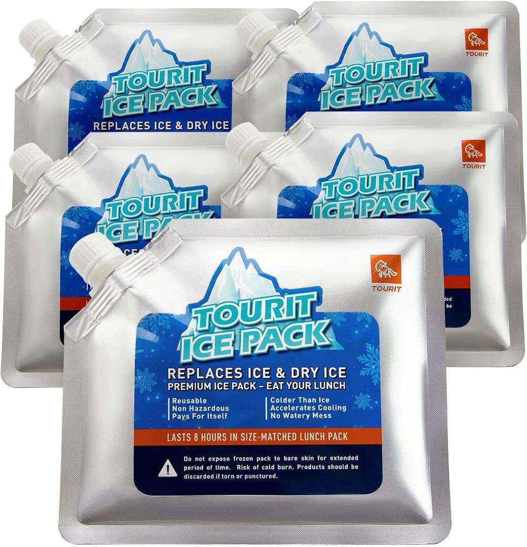TOURIT Reusable Ice Pack for Coolers Long Lasting Cooler Ice Packs for Cooler Bag Lunch Bags/Boxes, Cooler Backpacks, Freezer Packs for Coolers