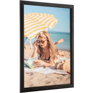 13x17 Wood Frame Black, Rustic Natural Wooden 17x13in Poster Picture Frame, Distressed 13 x 17inch Woodgrain Gallery Photo Frame with HD Plexiglass, Horizontal Vertical Wall Mounting Display 1pcs