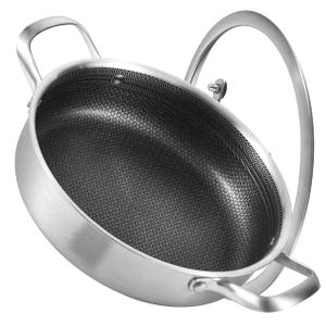 Inqibee 3 QT Hybrid Tri-Ply Stainless Steel Non Stick Sauté Pan with Lid, 10 Inch Induction Deep Frying Pan, Induction Compatible, All Cooktops, Dishwasher and Oven Safe
