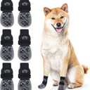 BEAUTYZOO Dog Socks to Prevent Licking for Hardwood Floors -Dog Boots Shoes for Small Medium Large Dogs -Double Side Grips Traction Control Anti Slip Socks for Puppy Doggie Senior Dog, Paw Protector (Black and Gray)