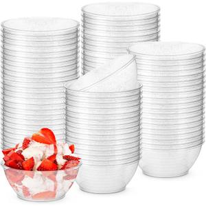 60Pack Clear Mini Plastic Bowls 6 Oz Disposable Premium Glitter Hard Salsa Dessert Ice Cream Candy Fruit Bowls for Serving, Weddings, Catering, Parties (Clear)