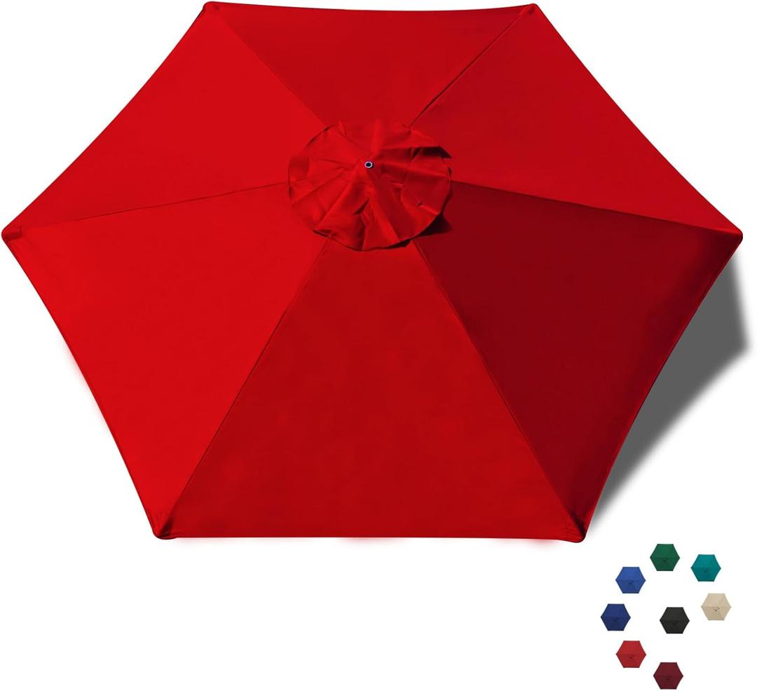EliteShade USA 7.5FT Replacement Covers 6 Ribs Market Patio Umbrella Canopy Cover (CANOPY ONLY) (Red)