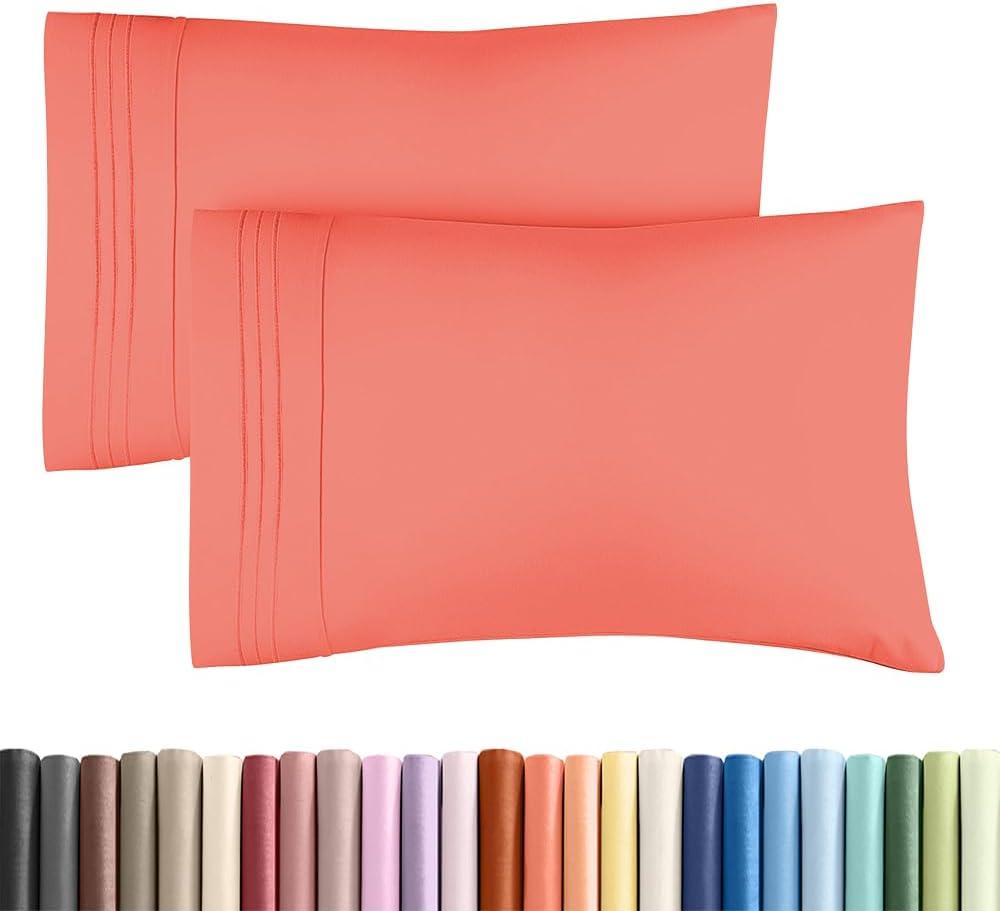 King Standard Pillow Cases Set of 2 - Ultra-Soft Hotel Quality Pillowcase Covers - Comfy, Cozy & Fade Free - Wrinkle Resistant - Machine Washable Pillow Protectors - 2 Piece Set - Coral
