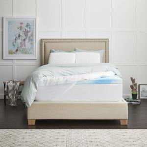 4" SealyChill Gel + Comfort Memory Foam Mattress Topper with Pillowtop Washable Allergen Resistant Cover, King (F02-00161-KG0), White
