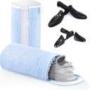 Shoe Washing Machine Bags, Reusable Laundry Bag for Washer and Dryer, Durable Fluffy Fiber Keep Clean, 2 Pairs Adjustable Trees for All Shoes, Blue