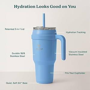 REDUCE Cold1 40 oz Tumbler with Handle - Vacuum Insulated Stainless Steel Water Bottle for Home, Office or Car, Reusable Mug with Straw or Leakproof Flip Lid, Keeps Drinks Cold All Day