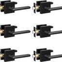 HOSOM 6 Pack Passage Door Lever for Closet Hall Heavy Duty Door Handle with Square Plate Left or Right Handing Levers Door Handles Interior No Locking Matte Black