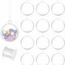 MECCANIXITY 2" Dia. Clear Plastic Ornament Ball with Wire, 12pcs Fillable Hanging Acrylic Christmas Ornaments Decoration for Christmas Tree, Party, Wedding
