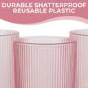 Fun Express Vintage Modern Pink Plastic Ribbed Highball Glasses (8 oz) 12 Pcs. - Perfect for Parties, Weddings, and Special Occasions (EXP 01/01/30)