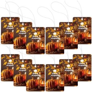 Heigble 11 Pcs Spiced Pumpkin Air Fresheners Hanging Air Freshener Paperboard Lasting Strong Spiced Pumpkin Scented Paper for Thanksgiving, Halloween Home Car Rooms