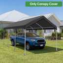 SIHAIAN 10 x 20 Ft Carport Replacement Canopy Cover(No Frame), Easy to Set up Carport Canopy, 500D Heavy-Duty Garage Top Tent Shelter Tarp Waterproof and UV Protected (Only Canopy Cover) Black
