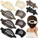 Obeoby 10 Pcs Flat Hair Clips for Women, 3 Styles French Flat Claw Clips for Thin Thick Hair, Medium Duckbill No Slip Hair Accessories Barrettes Girls (Coffee, brown, black, white)