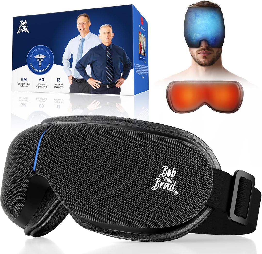 BOB AND BRAD Eye Massager with Heat and Cooling FSA Eligible HSA, EyeOasis 3 Elite Eye Massager for Migraine Relief, Heated Face Massager for Dry Eye Migraine Relief, Birthday Gift for Women Men (Black)