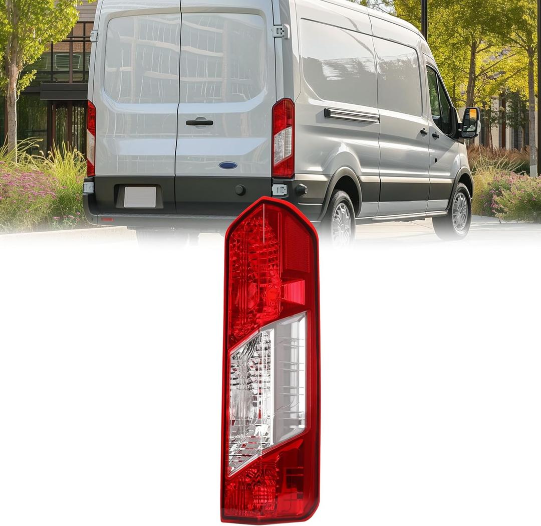 HECASA RH Tail Light Assembly Compatible with 2015-2024 Ford Transit 150 250 350 350HD E-Transit Replacement for CK4Z-13404-K FO2801242C Rear Taillights Tail Lamp Red Lens+Clear Lens Passenger Side