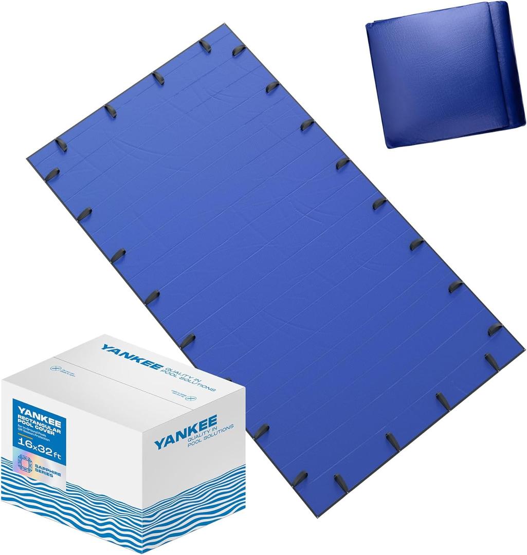 Yankee Pool Cover for 16x32 ft Rectangular Pool: Extra Thick & Durable | Sapphire Series of Premium Cold- and UV-Resistant In-Ground Pool Protection