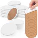 50 Pack Ceramic Tiles for Crafts Coasters, Round White Tiles Unglazed 4-Inches with Cork Backing Pads, for Alcohol Ink or Acrylic Pouring, DIY Make Your Own Coasters, Mosaics, Painting Projects