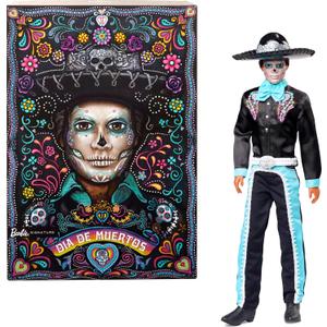 Barbie Signature Doll, 2024 Da De Muertos Ken Collectible in Black Suit with Sky Blue Accents, Hat and Belt Accessories