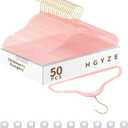 HGYZE Kids Hangers, Plastic Baby Clothes Hanger 50pcs Toddler Hangers, ClearPink Sparkling Hangar with Gold Glitter for Girl Nursery Children Coat Sweater, Small Hanger for Infant Newborn Closet