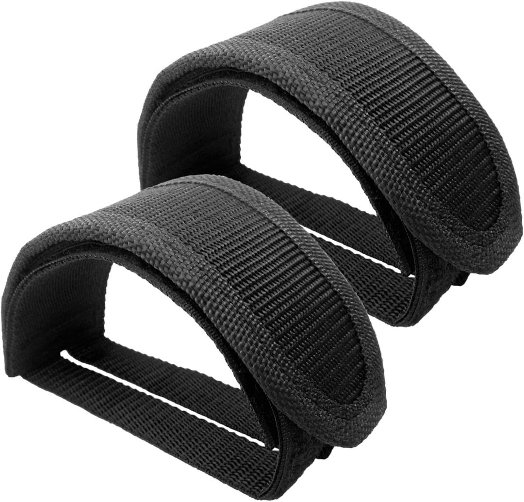 Medsuo 1 Pair Bike Pedal Strap Toe Clips Straps Tape Adjustable Anti-Slip Double Adhesive Bicycle Feet Straps - Black
